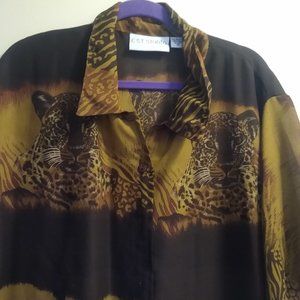 Leopard Print Sheer Blouse  (Size 2X)